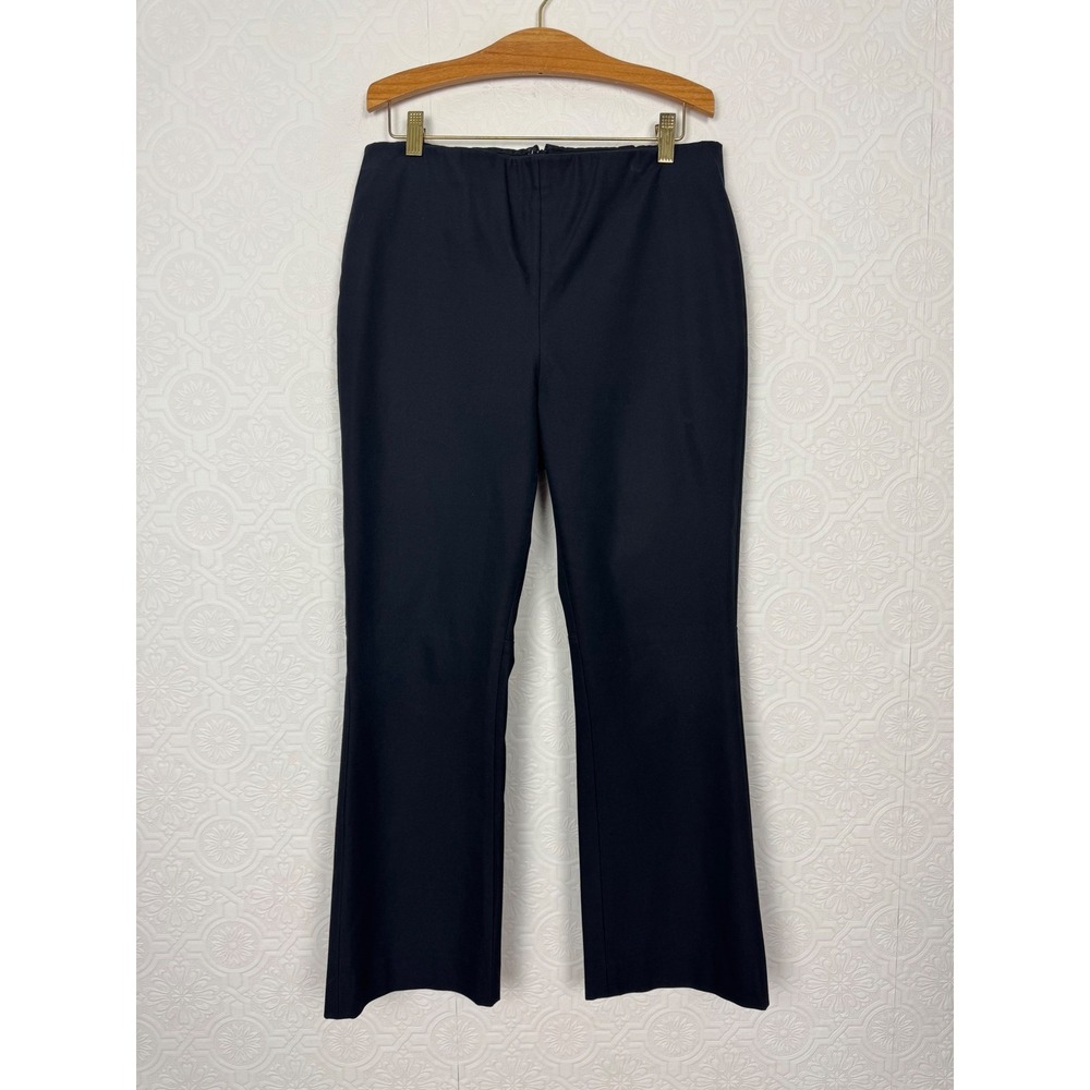 Theory Black Cropped Flare Pants Stretch Back Zip Trousers Size 10